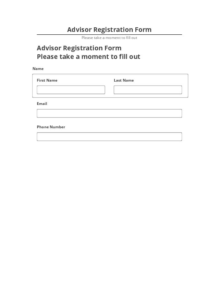 Automate Advisor Registration Form Netsuite