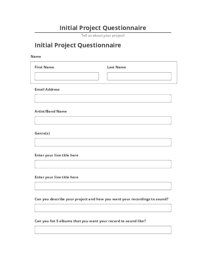 Incorporate Initial Project Questionnaire Salesforce