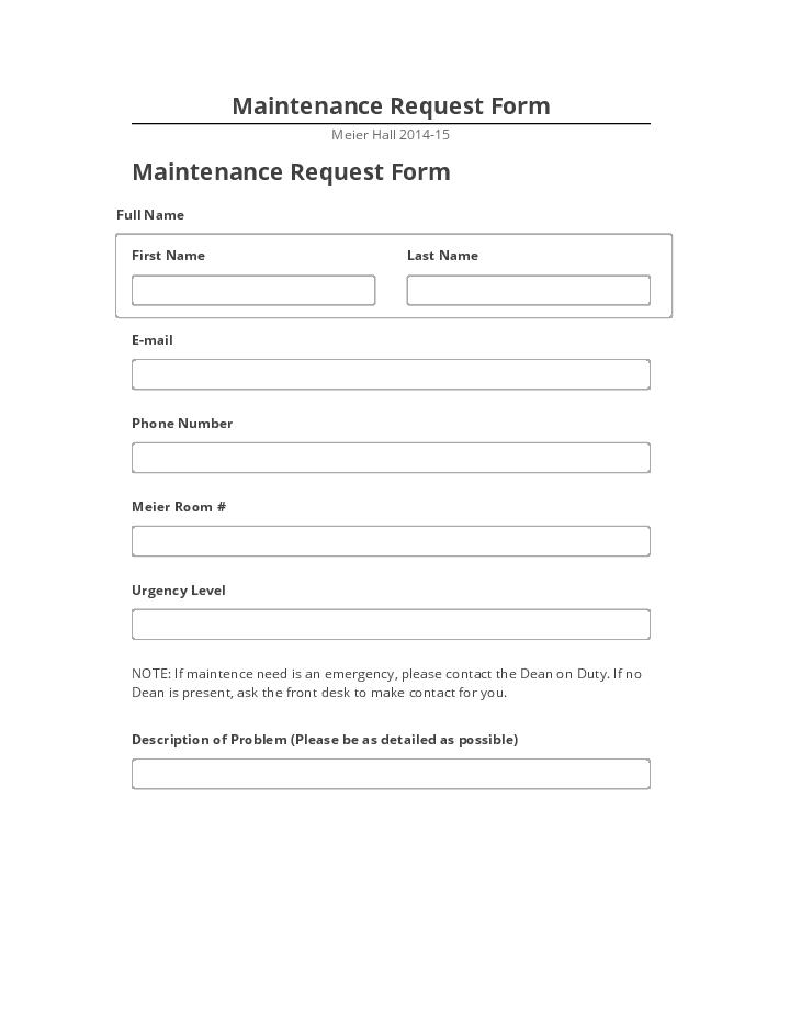 Synchronize Maintenance Request Form Microsoft Dynamics