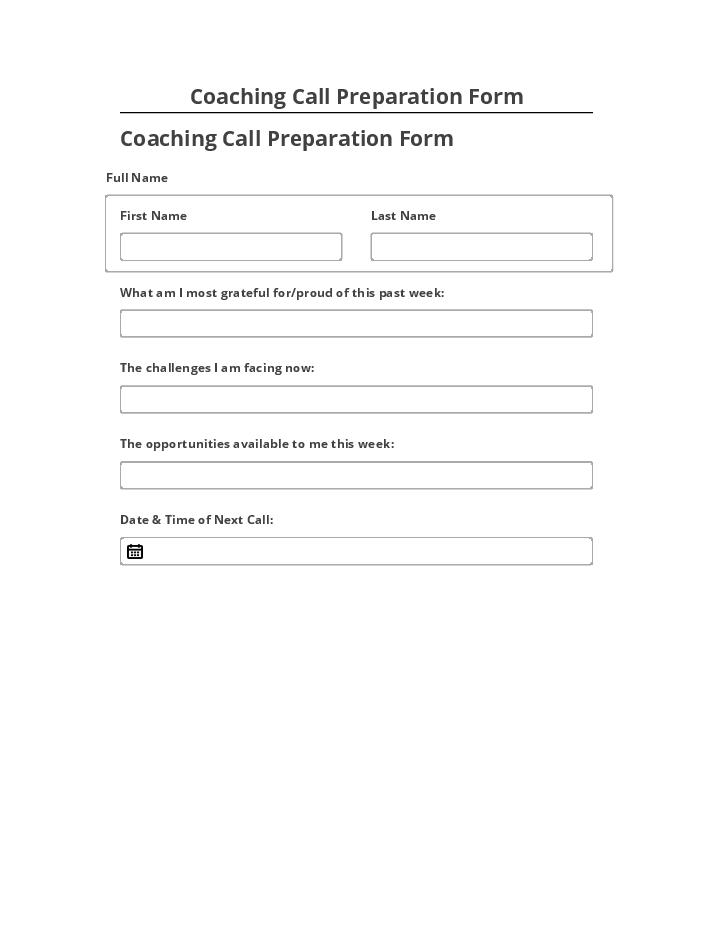 Update Coaching Call Preparation Form Salesforce