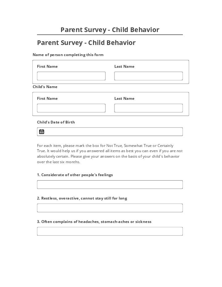Manage Parent Survey - Child Behavior Netsuite