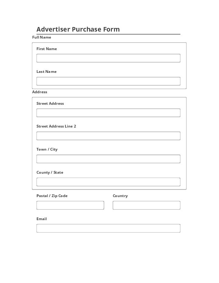 Manage Advertiser Purchase Form Netsuite