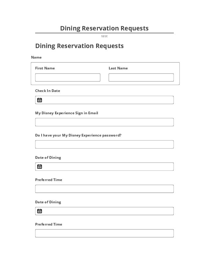 Update Dining Reservation Requests Microsoft Dynamics