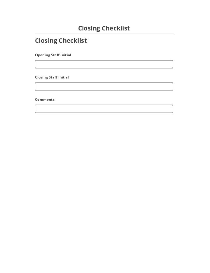 Arrange Closing Checklist Netsuite