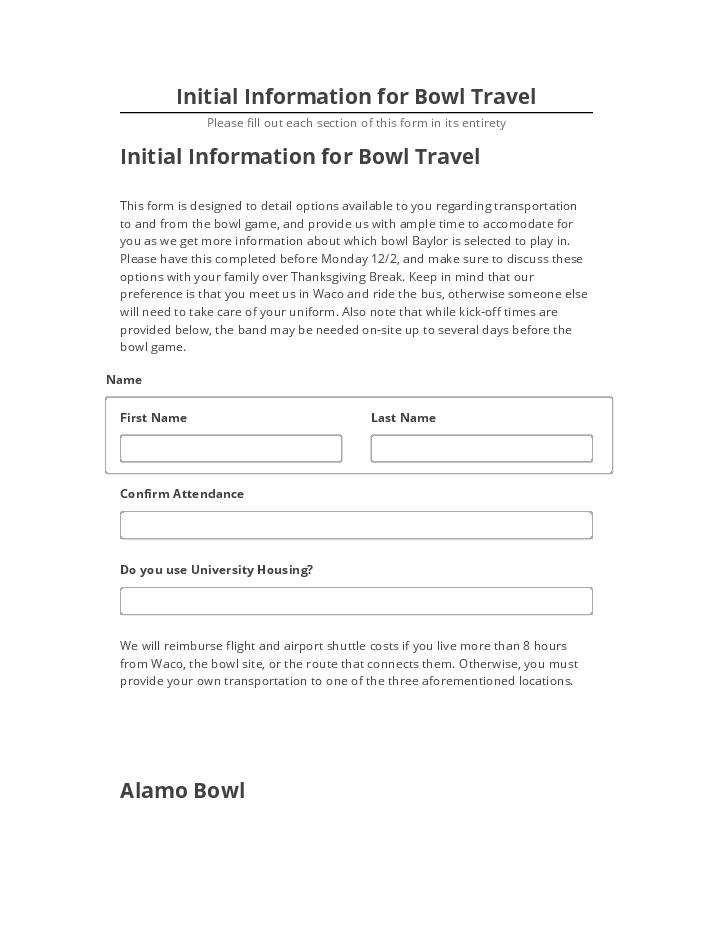 Automate Initial Information for Bowl Travel Salesforce