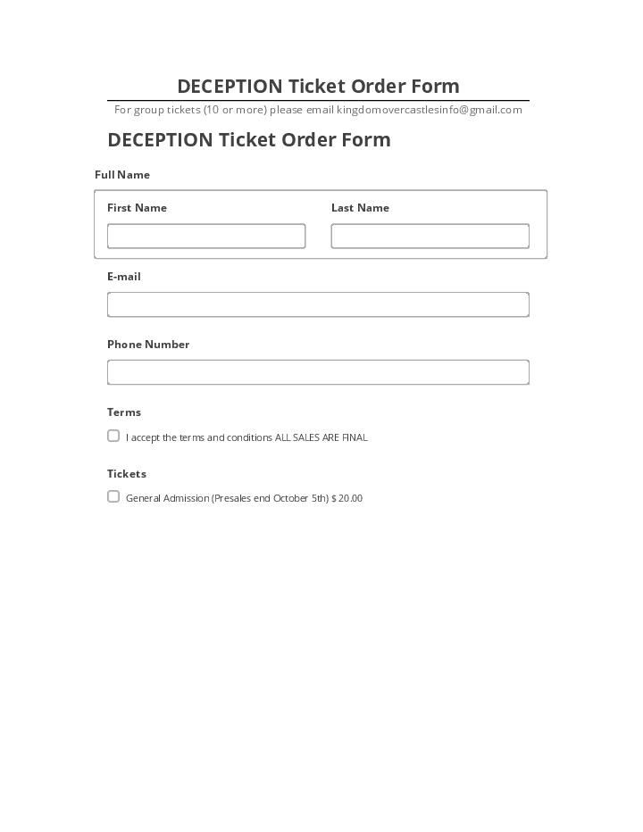 Pre-fill DECEPTION Ticket Order Form Microsoft Dynamics