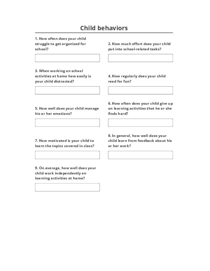 Arrange Child behaviors survey in Netsuite