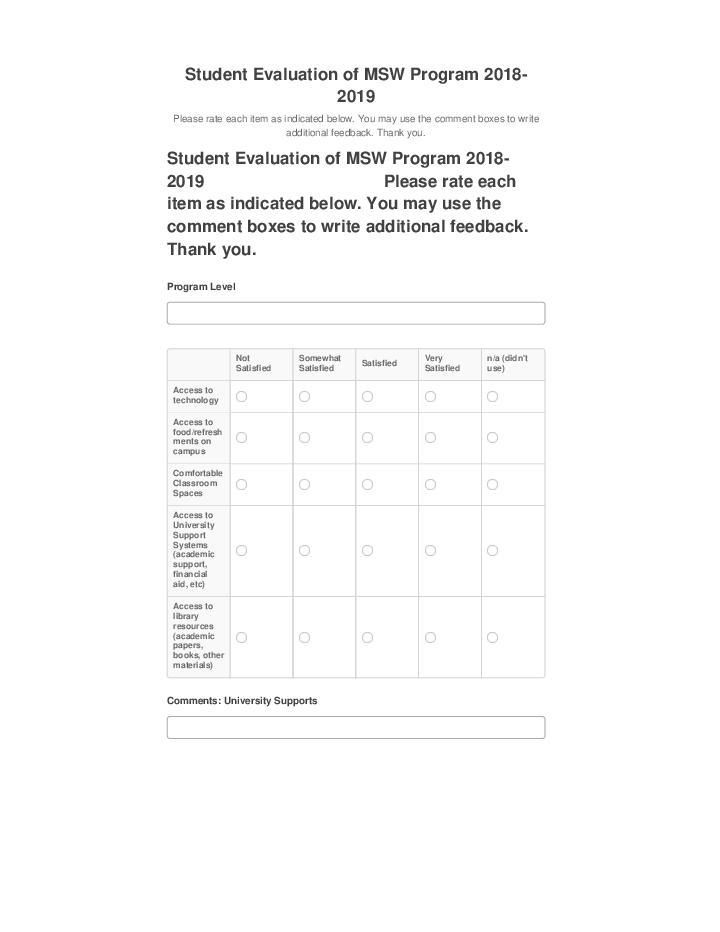 Extract Student Evaluation of MSW Program 2018-2019 Microsoft Dynamics
