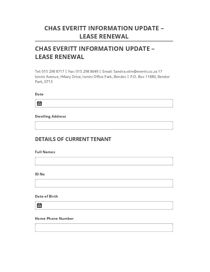 Export CHAS EVERITT INFORMATION UPDATE – LEASE RENEWAL Microsoft Dynamics