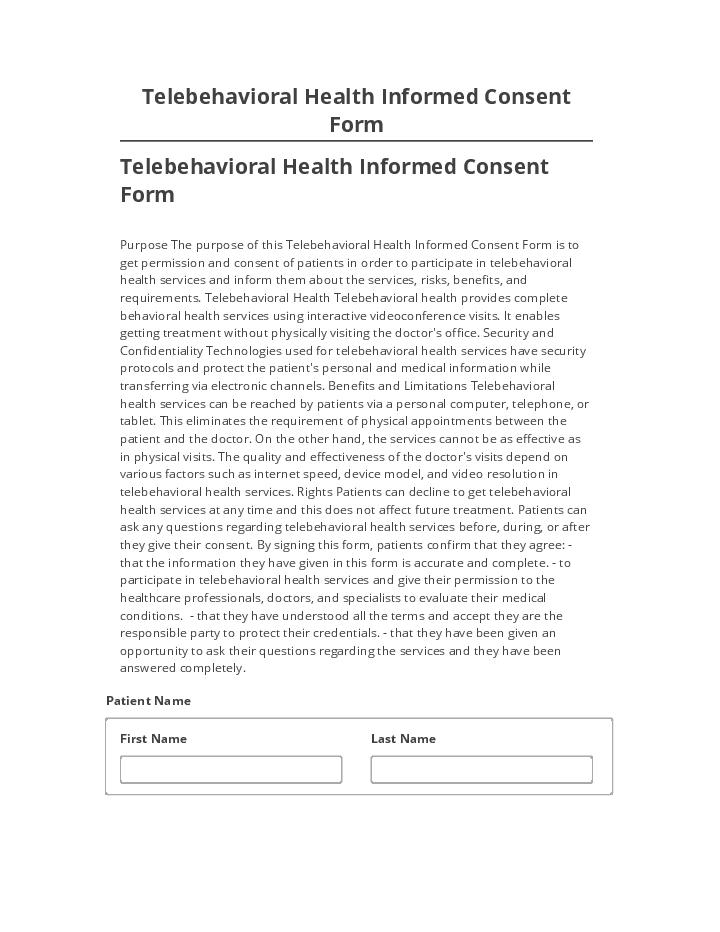 Synchronize Telebehavioral Health Informed Consent Form Microsoft Dynamics