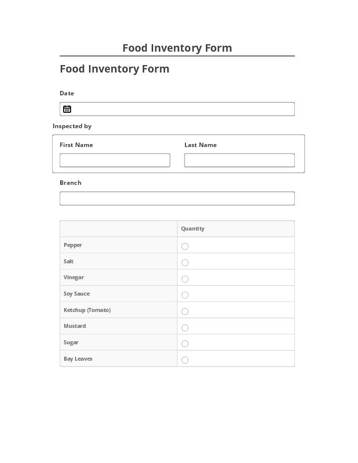 Arrange Food Inventory Form