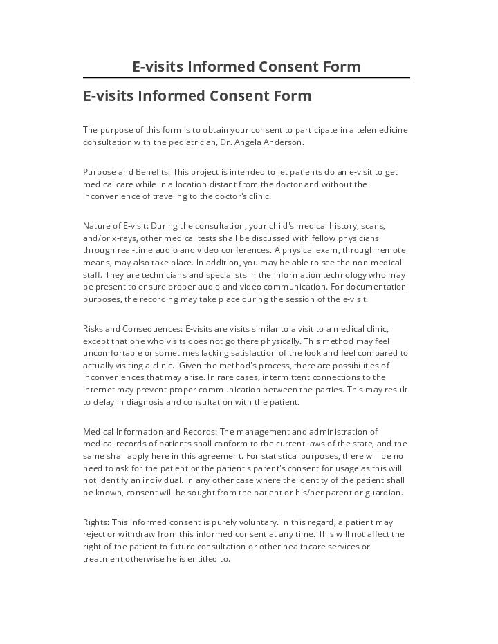 Arrange E-visits Informed Consent Form