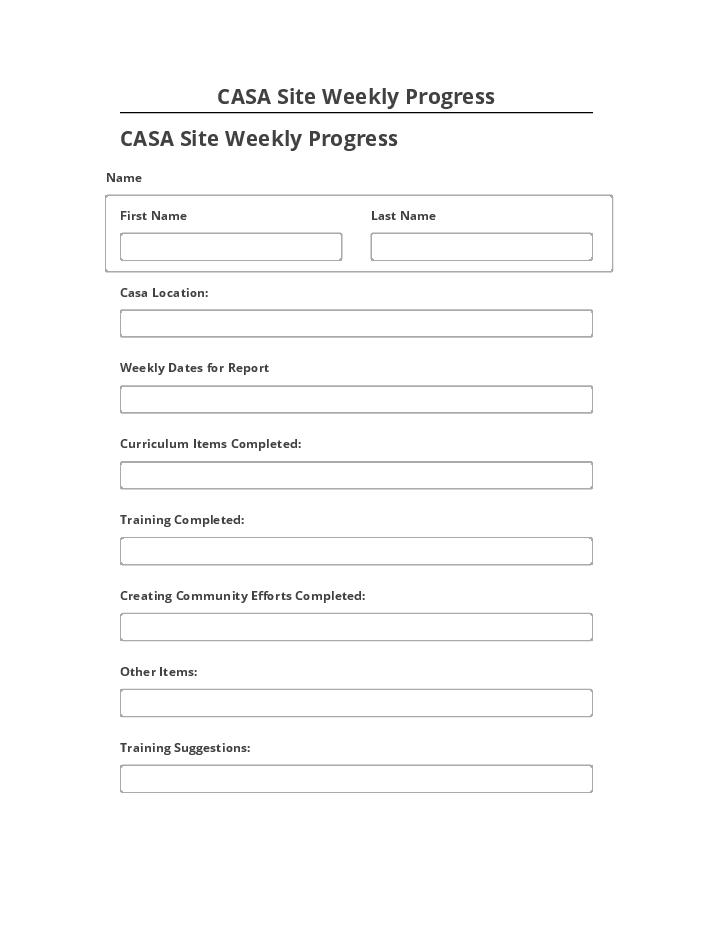 Update CASA Site Weekly Progress Microsoft Dynamics