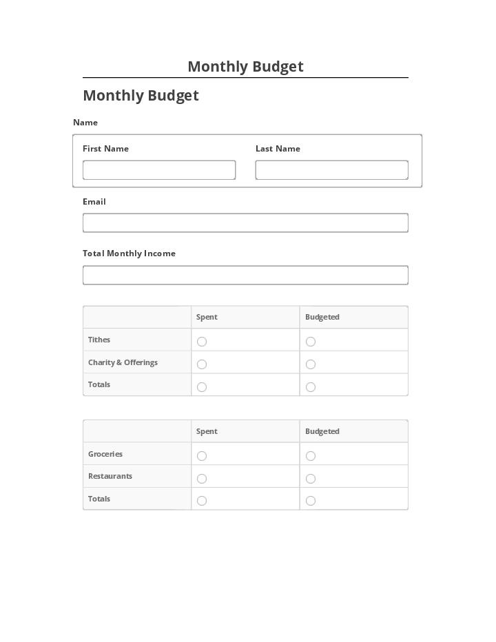 Manage Monthly Budget