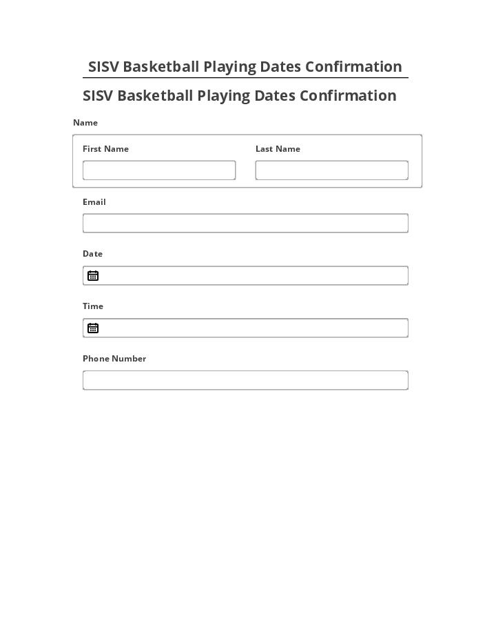 Pre-fill SISV Basketball Playing Dates Confirmation Netsuite