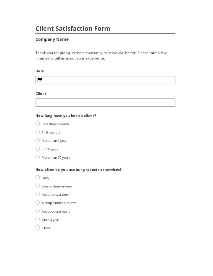 Extract Client Satisfaction Form Salesforce