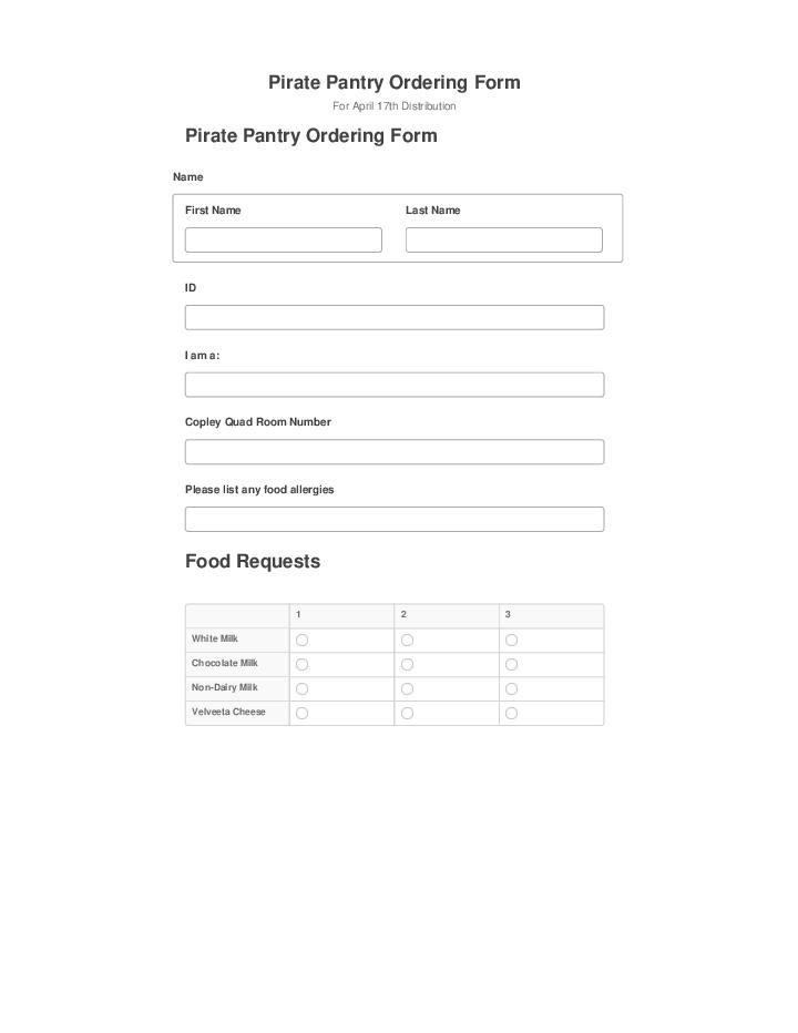 Arrange Pirate Pantry Ordering Form Netsuite
