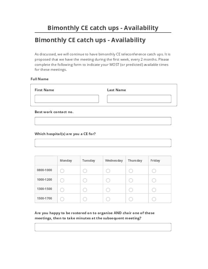 Synchronize Bimonthly CE catch ups - Availability Salesforce