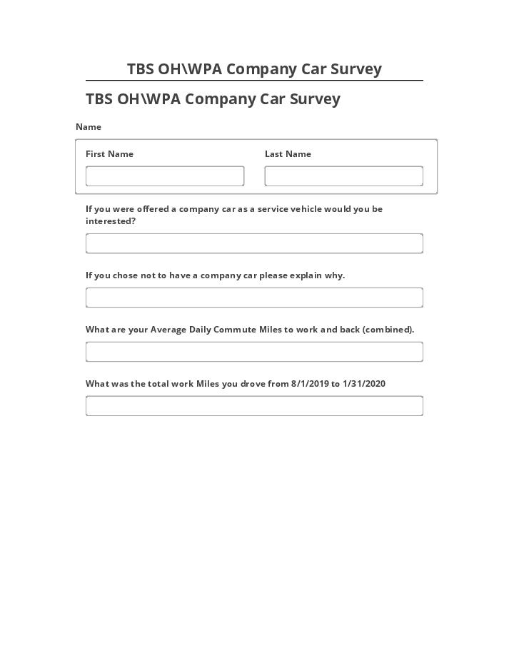 Pre-fill TBS OH\WPA Company Car Survey