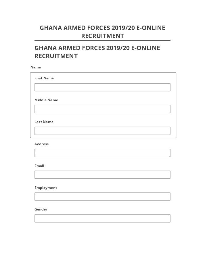 Integrate GHANA ARMED FORCES 2019/20 E-ONLINE RECRUITMENT Salesforce