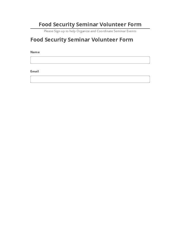 Incorporate Food Security Seminar Volunteer Form Netsuite