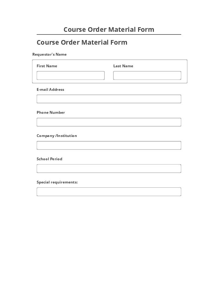 Integrate Course Order Material Form Netsuite