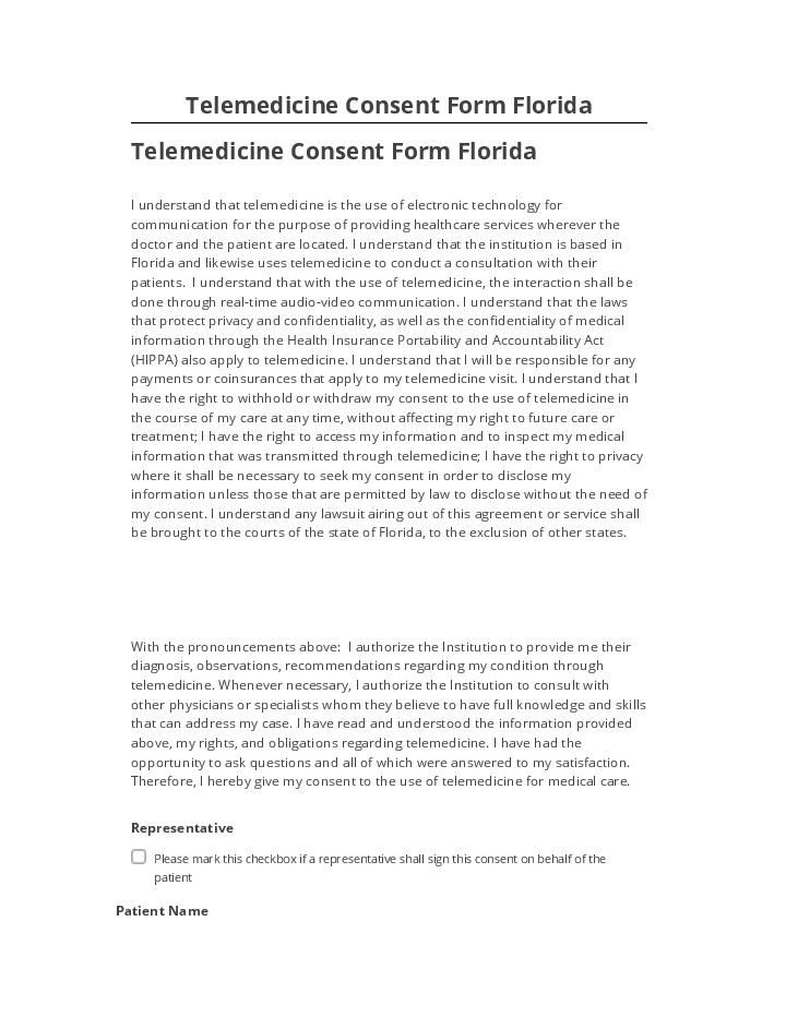 Integrate Telemedicine Consent Form Florida Salesforce