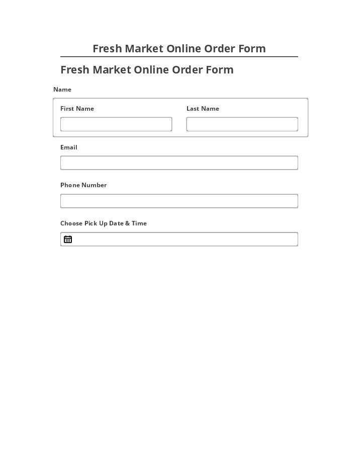 Synchronize Fresh Market Online Order Form Salesforce