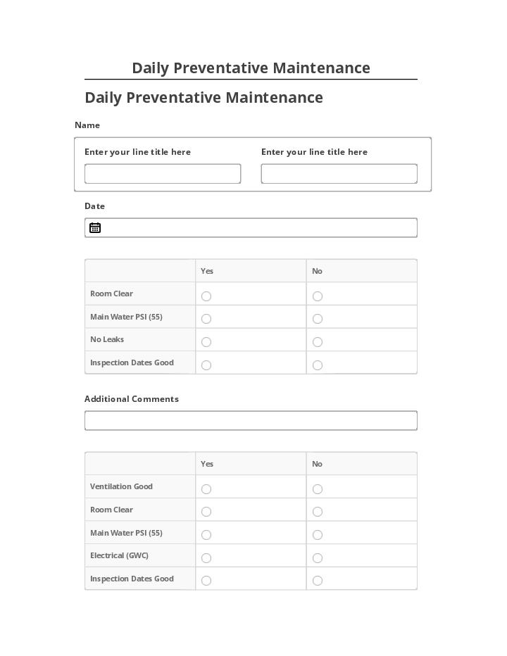 Arrange Daily Preventative Maintenance Netsuite