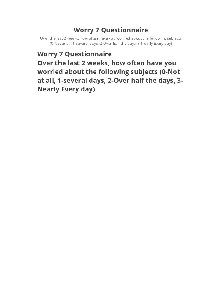 Pre-fill Worry 7 Questionnaire Microsoft Dynamics