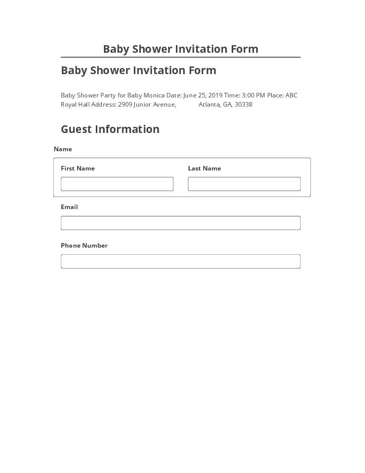 Extract Baby Shower Invitation Form Netsuite