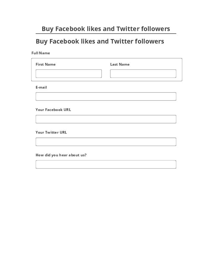 Pre-fill Buy Facebook likes and Twitter followers