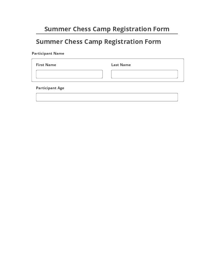 Update Summer Chess Camp Registration Form Netsuite