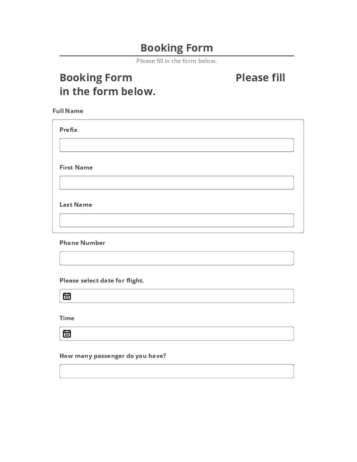 Arrange Booking Form Salesforce