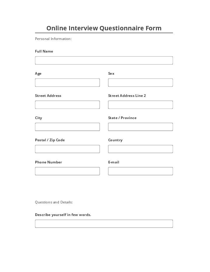 Extract Online Interview Questionnaire Form Salesforce