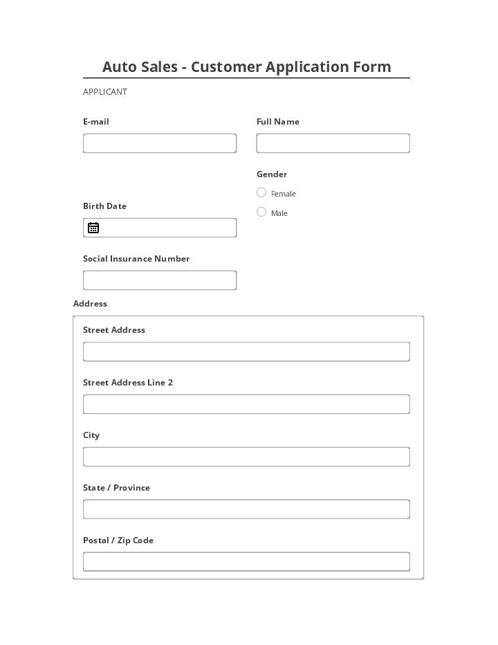 Synchronize Auto Sales - Customer Application Form Netsuite