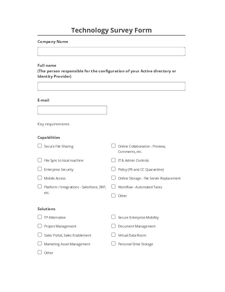 Integrate Technology Survey Form Netsuite