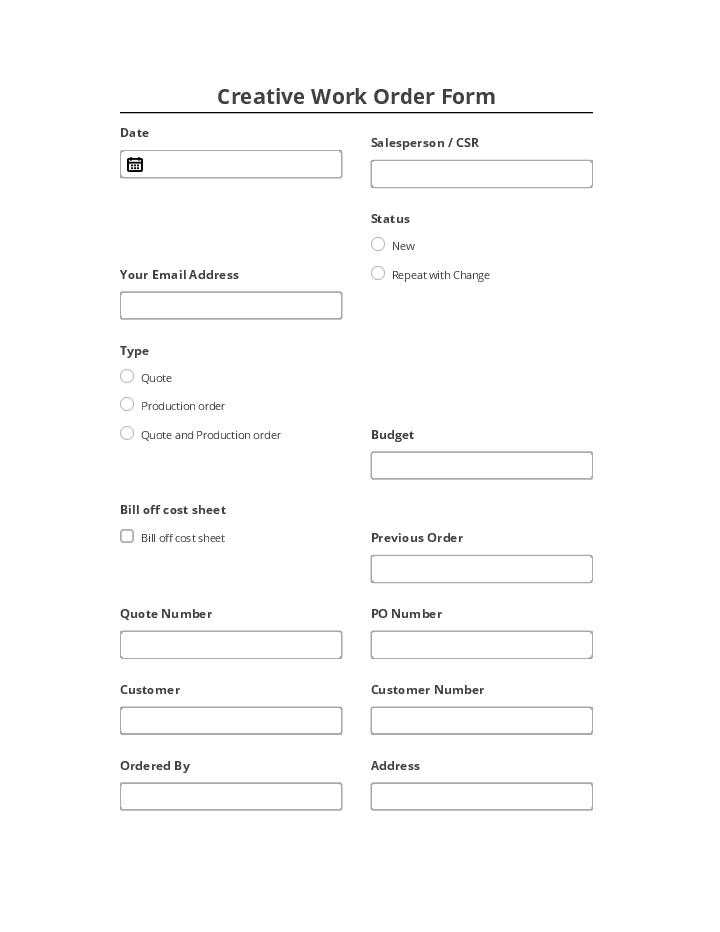 Archive Creative Work Order Form Netsuite