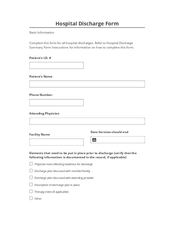 Pre-fill Hospital Discharge Form Salesforce