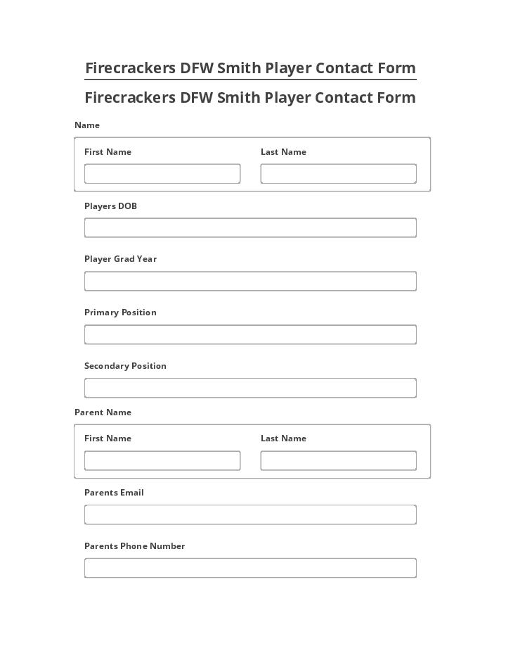 Pre-fill Firecrackers DFW Smith Player Contact Form from Salesforce