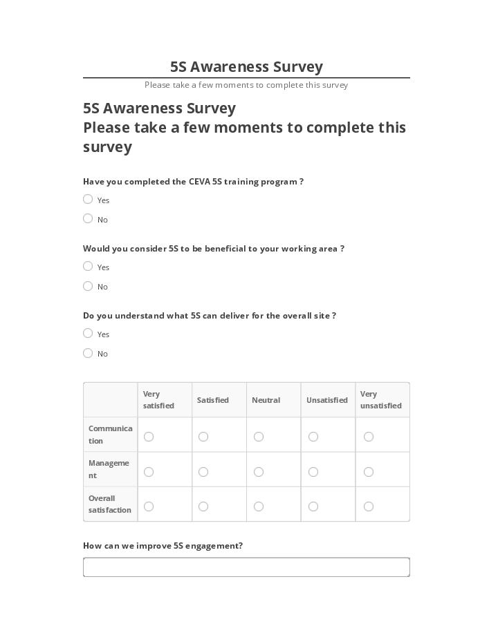 Pre-fill 5S Awareness Survey from Netsuite