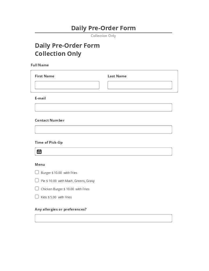 Incorporate Daily Pre-Order Form in Salesforce