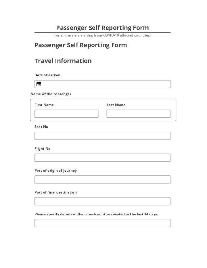 Manage Passenger Self Reporting Form in Netsuite