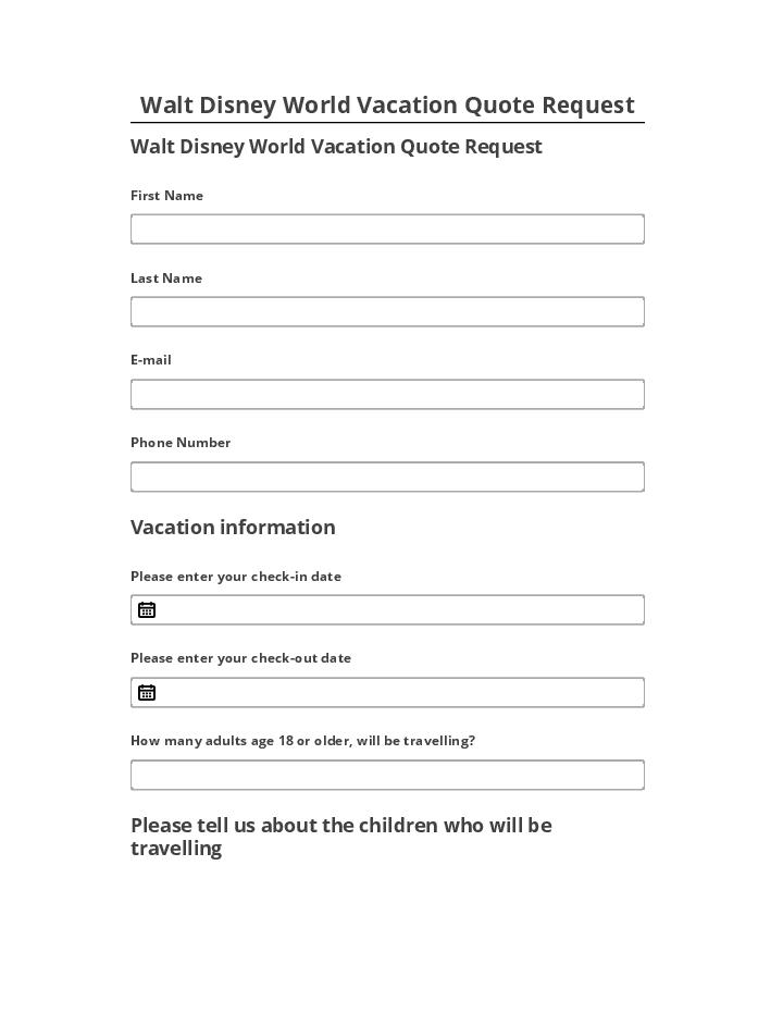 Manage Walt Disney World Vacation Quote Request