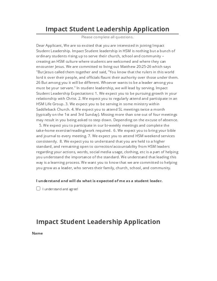 Automate Impact Student Leadership Application in Microsoft Dynamics