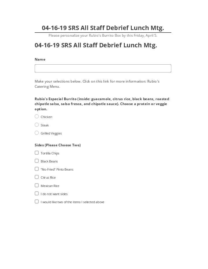Update 04-16-19 SRS All Staff Debrief Lunch Mtg. from Netsuite
