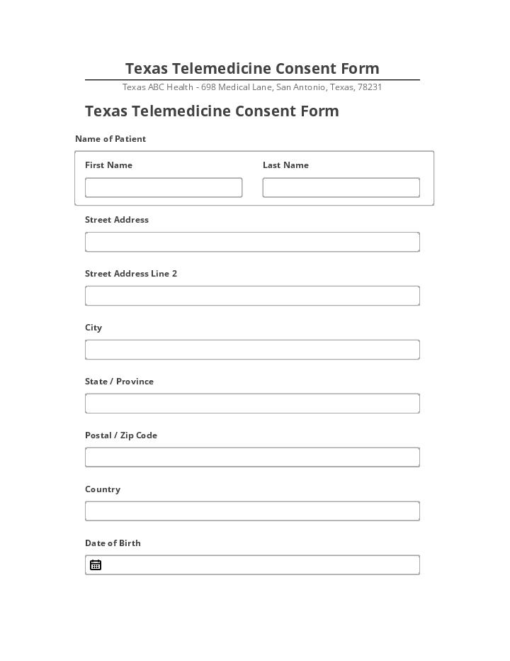 Synchronize Texas Telemedicine Consent Form with Salesforce