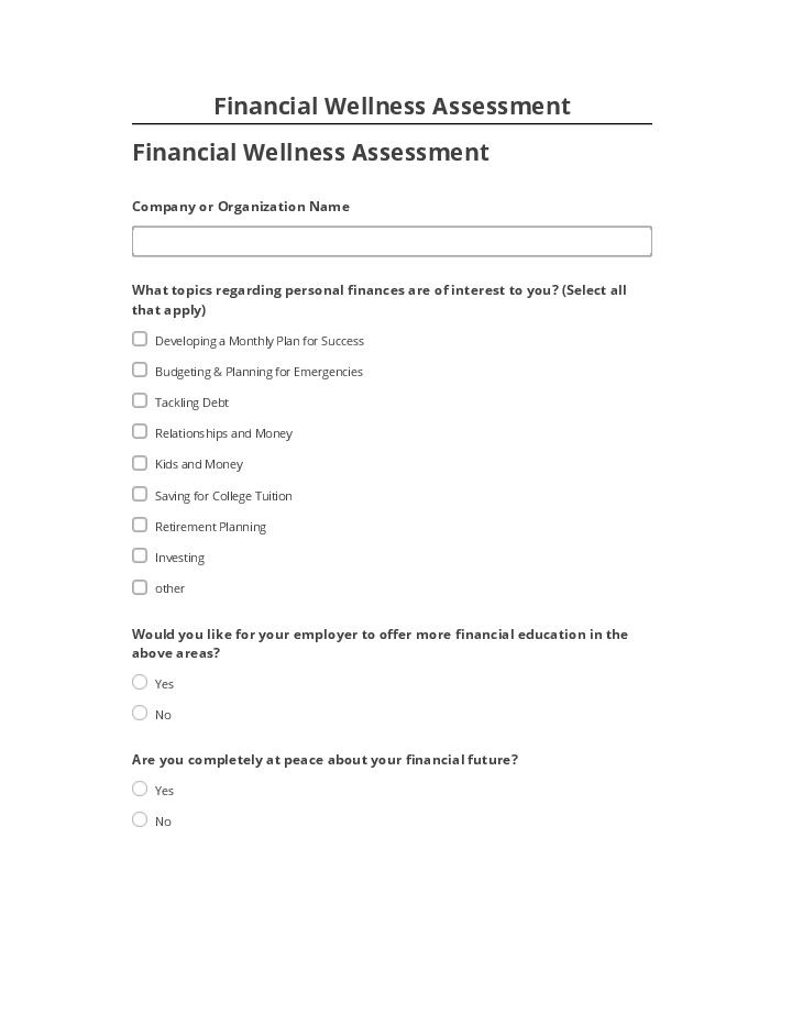 Manage Financial Wellness Assessment in Netsuite