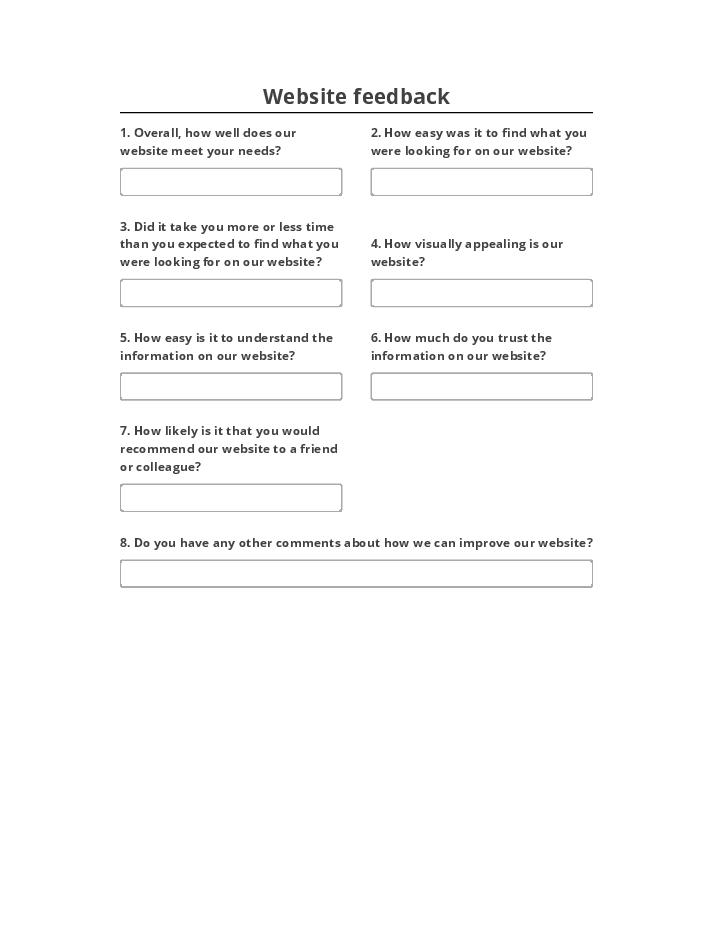 Update Website feedback survey from Salesforce
